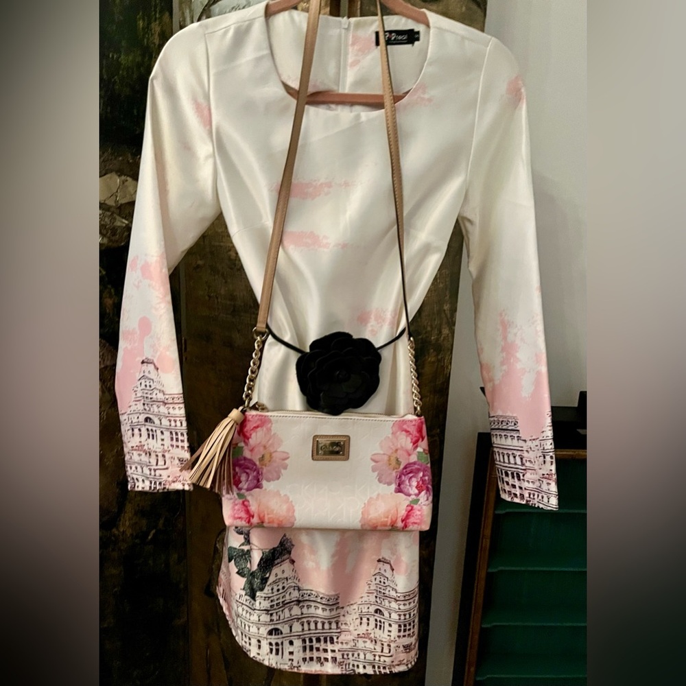 French Paris Motif Dress Fun & Classy Size S Belt/purse sold separately